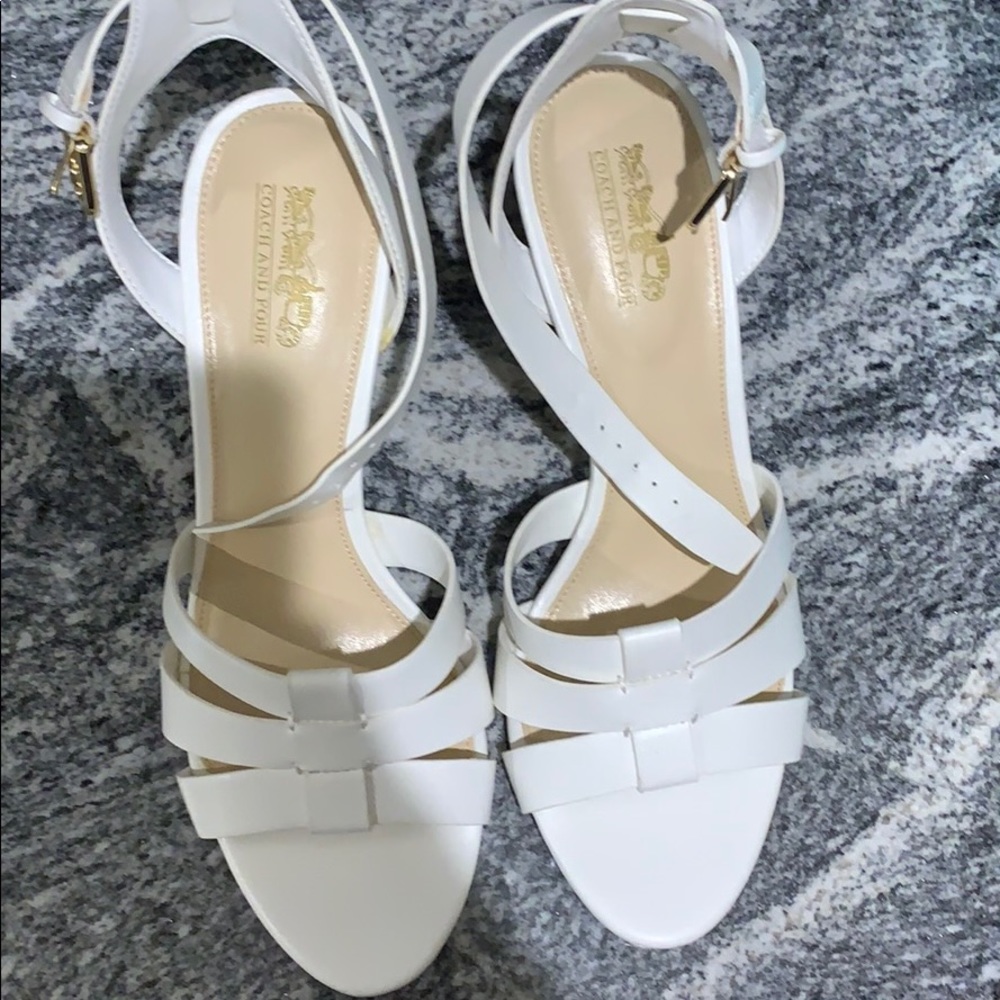 Coach White Leather Heels